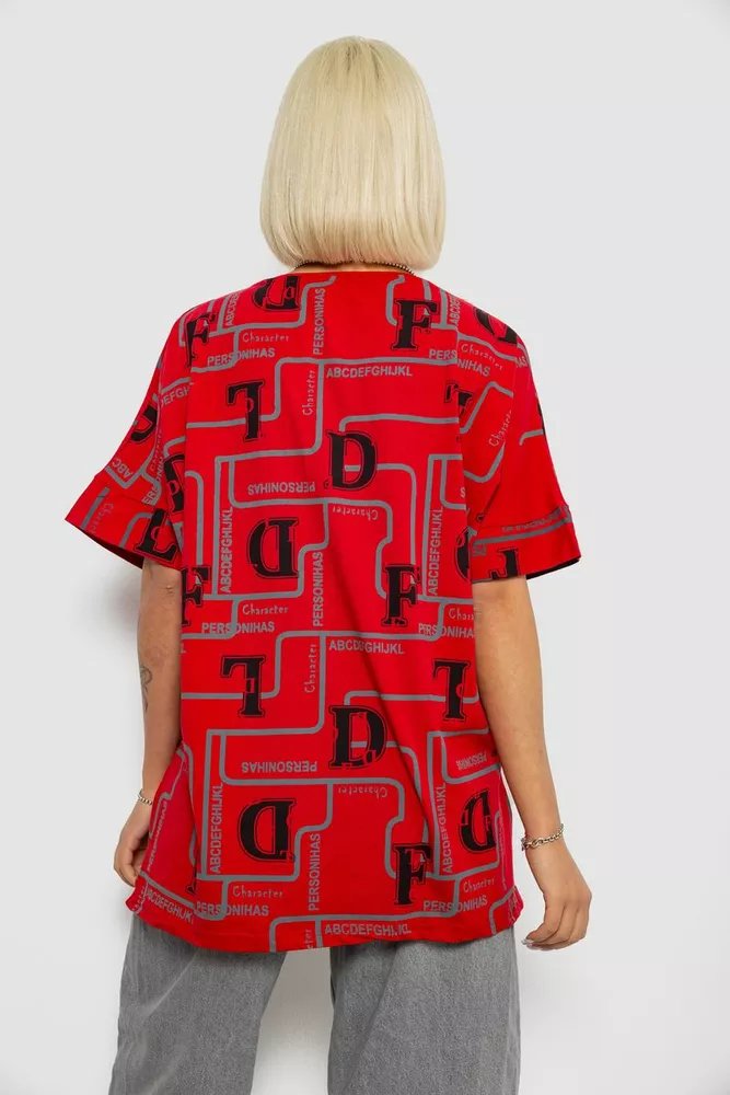 Купити Футболка жіноча з принтом, колір червоний, 244R4016 - Фото №4