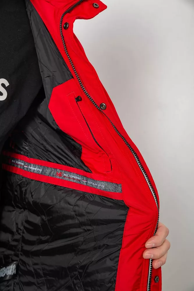 Купить Куртка мужская демисезонная с капюшоном, цвет красный, 244R0221AL - Фото №6