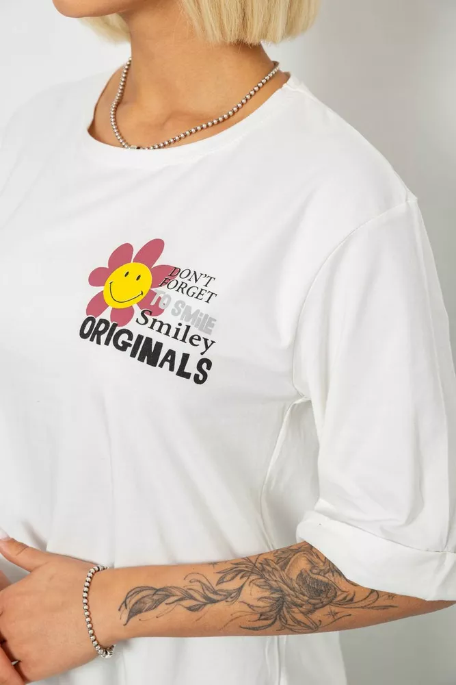 Купить Футболка женская с принтом, цвет молочный, 244R1031-5 - Фото №5