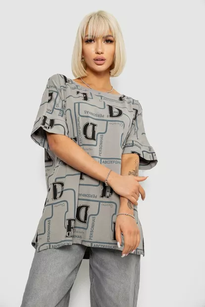 Футболка жіноча з принтом, колір сірий, 244R4016