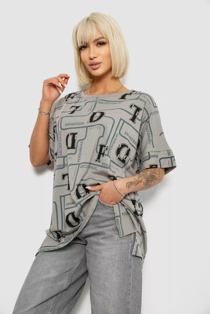 Купити Футболка жіноча з принтом, колір сірий, 244R4016 - Фото №3