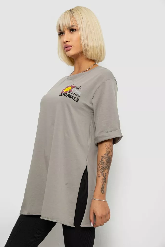 Купить Футболка женская с принтом, цвет серый, 244R1031-5 - Фото №3