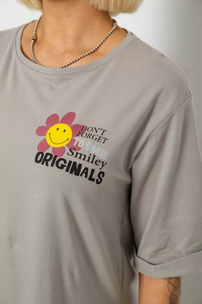 Купить Футболка женская с принтом, цвет серый, 244R1031-5 - Фото №5