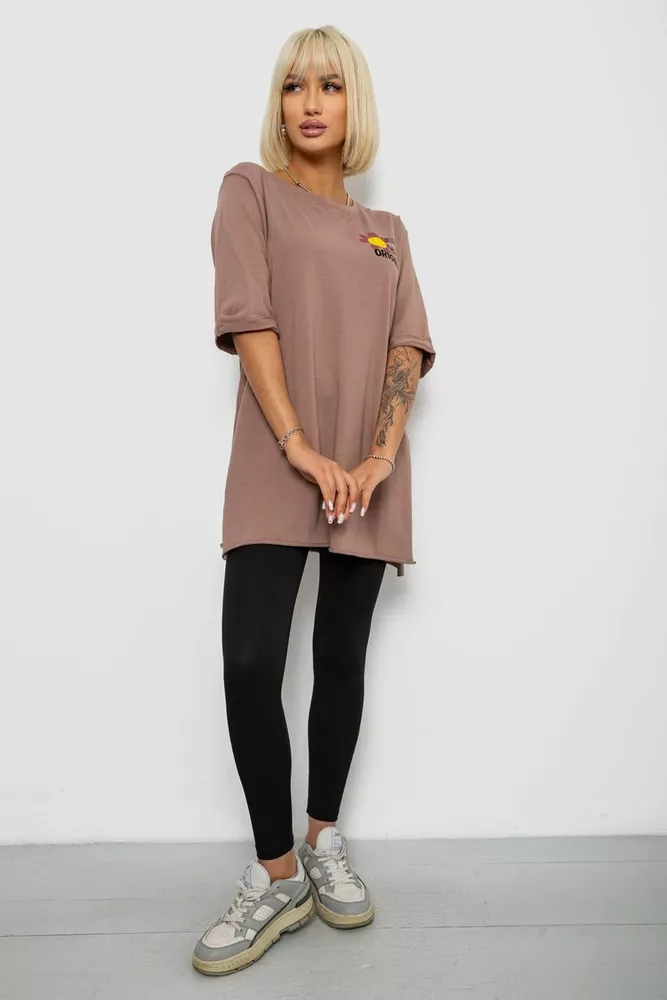 Купить Футболка женская с принтом, цвет мокко, 244R1031-5 - Фото №2