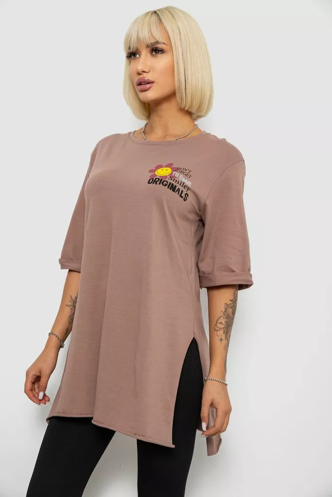 Купить Футболка женская с принтом, цвет мокко, 244R1031-5 - Фото №3