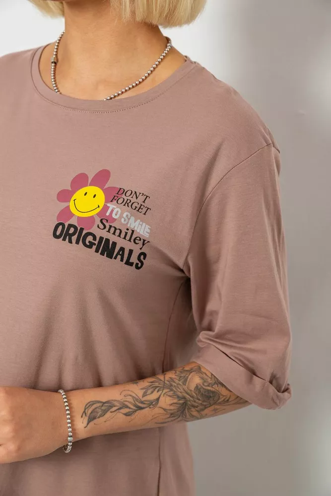 Купить Футболка женская с принтом, цвет мокко, 244R1031-5 - Фото №5