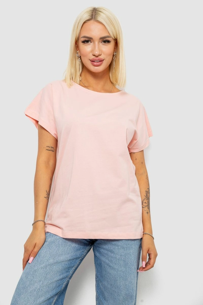 Купить Футболка женская однотонная, цвет персиковый, 244R2400 - Фото №1