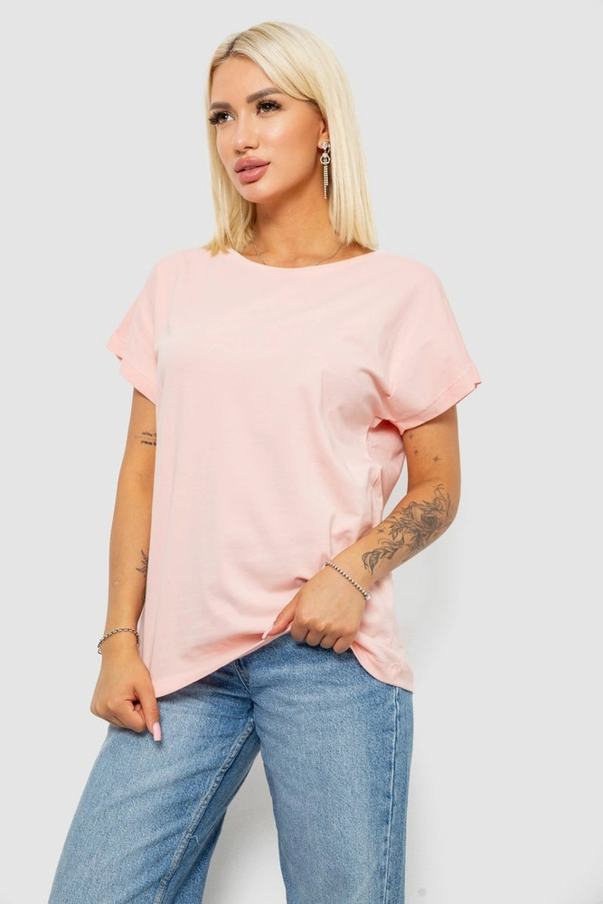 Купить Футболка женская однотонная, цвет персиковый, 244R2400 - Фото №3