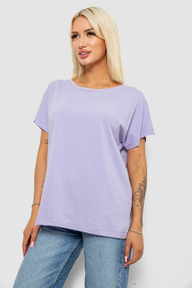 Купить Футболка женская однотонная, цвет фиолетовый, 244R2400 - Фото №3