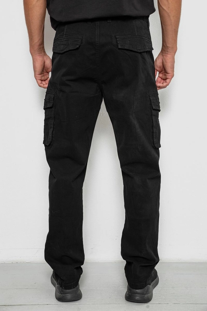 Купить Джинсы мужские однотонные Cargo, цвет черный, 244R8313 - Фото №4