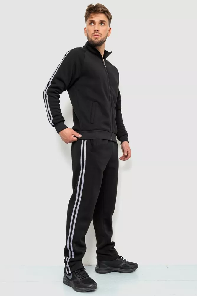 Купити Спорт чоловічий костюм на флісі, колір чорний, 244R932 - Фото №3