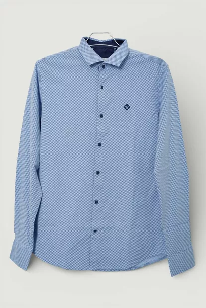 Рубашка мужская однотонная с принтом, цвет голубой, 186R2029