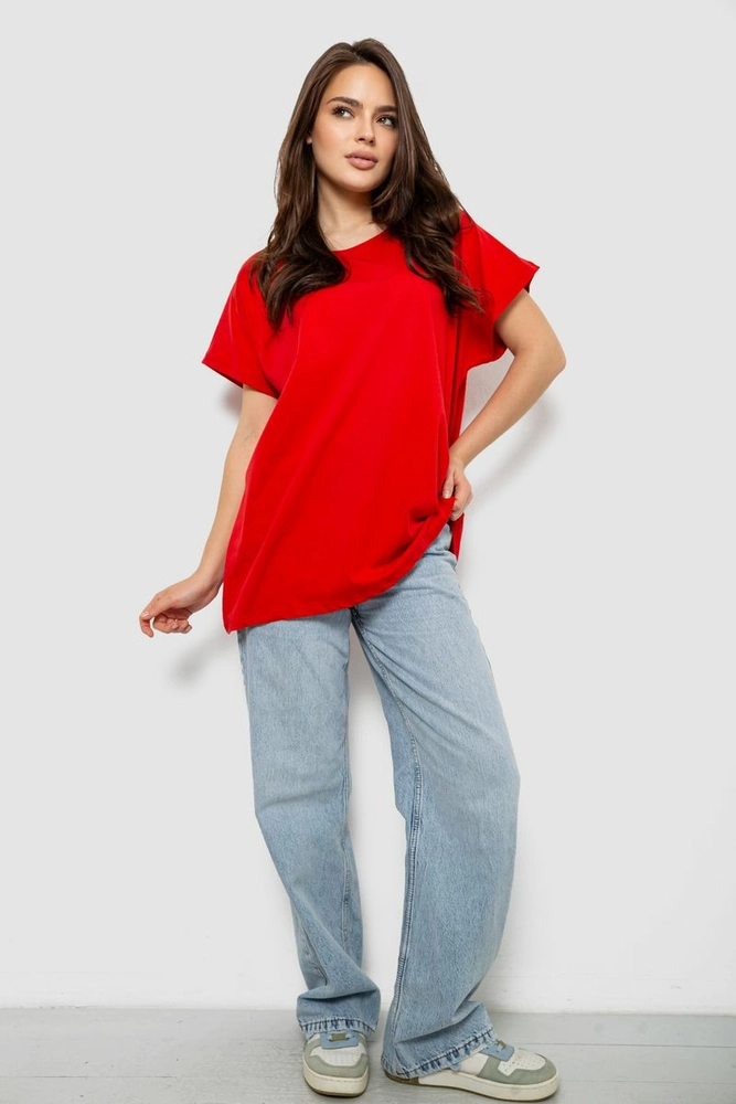 Купить Футболка женская однотонная, цвет красный, 244R2400 - Фото №2