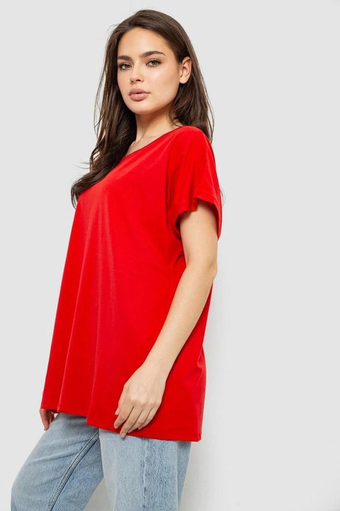 Купить Футболка женская однотонная, цвет красный, 244R2400 - Фото №3