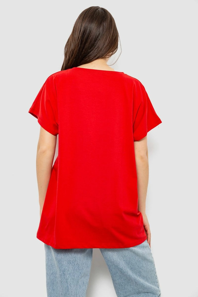 Купить Футболка женская однотонная, цвет красный, 244R2400 - Фото №4