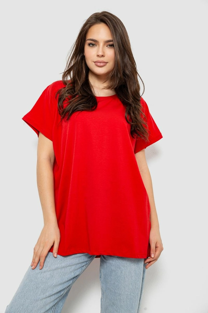 Купить Футболка женская однотонная, цвет красный, 244R2400 - Фото №1
