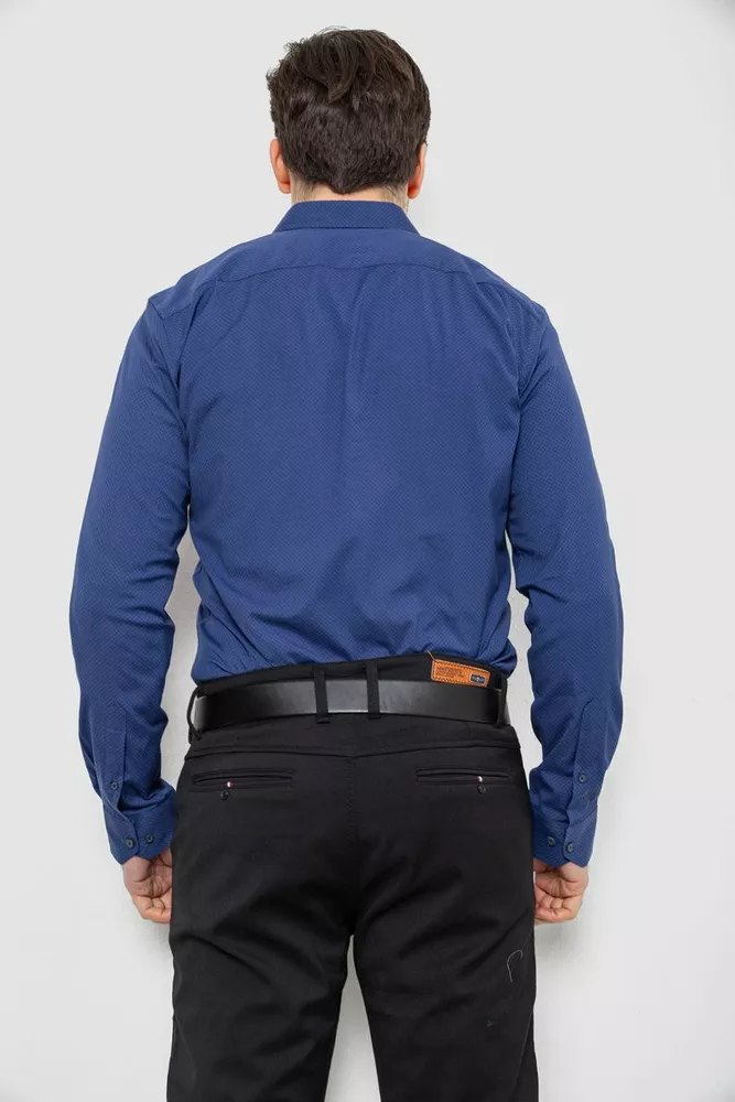 Купить Рубашка мужская однотонная с принтом, цвет синий, 186R2029 - Фото №4