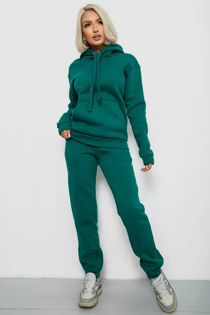 Спортивный костюм женский на флисе, цвет изумрудный, 247R2039