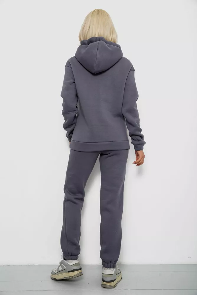 Купить Спортивный костюм женский на флисе, цвет темно-серый, 247R2039 - Фото №4
