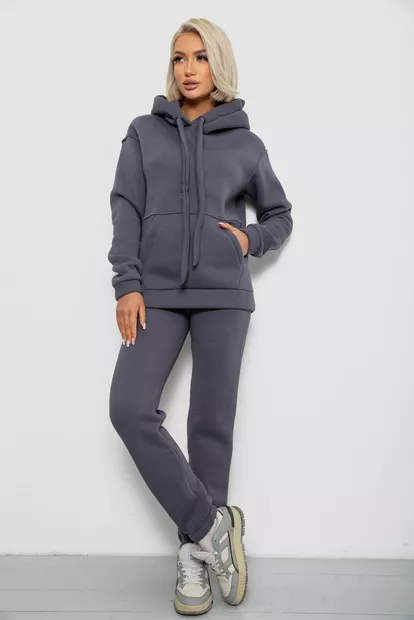 Спортивный костюм женский на флисе, цвет темно-серый, 247R2039