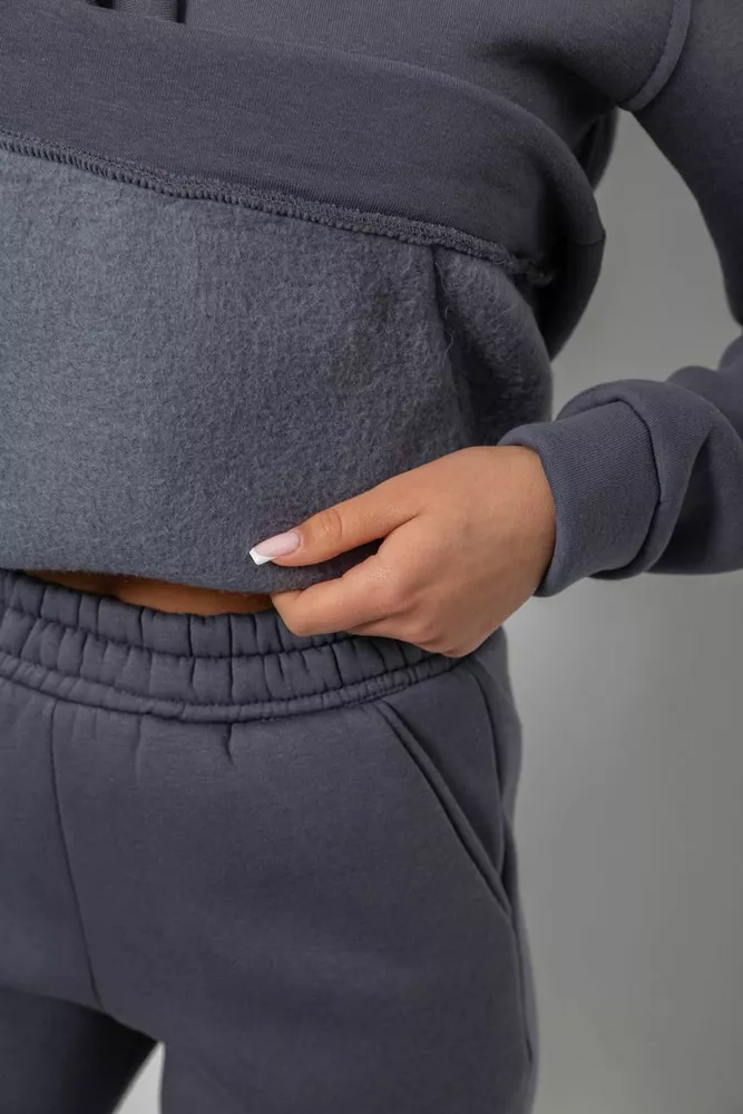Купить Спортивный костюм женский на флисе, цвет темно-серый, 247R2039 - Фото №6
