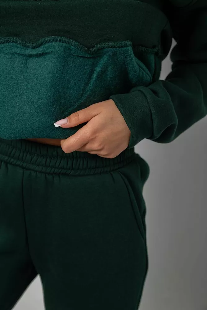 Купить Спортивный костюм женский на флисе, цвет темно-зеленый, 247R2039 - Фото №5