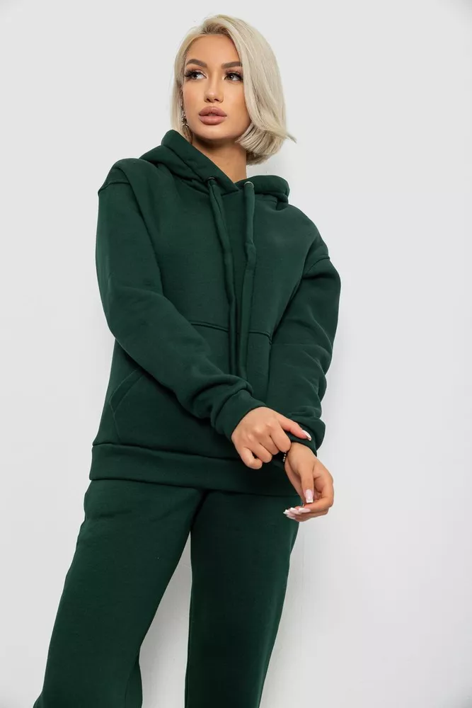 Купить Спортивный костюм женский на флисе, цвет темно-зеленый, 247R2039 - Фото №2