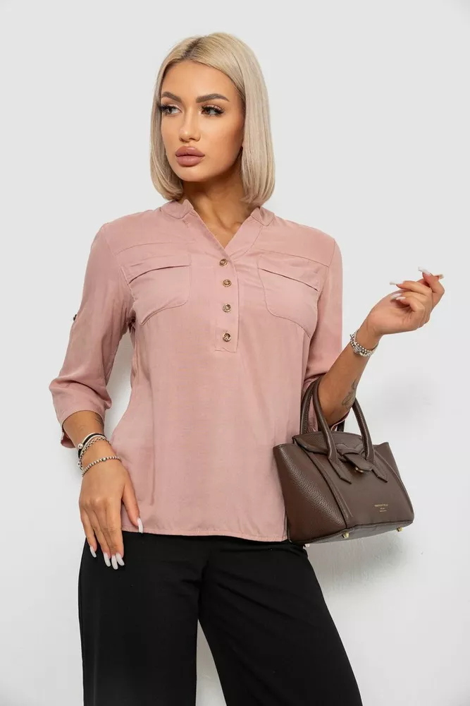 Купити Блуза однотонна, колір пудровий, 230R97-2 оптом - Фото №1