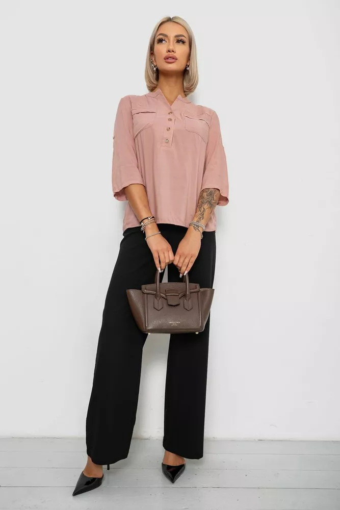 Купити Блуза однотонна, колір пудровий, 230R97-2 оптом - Фото №2