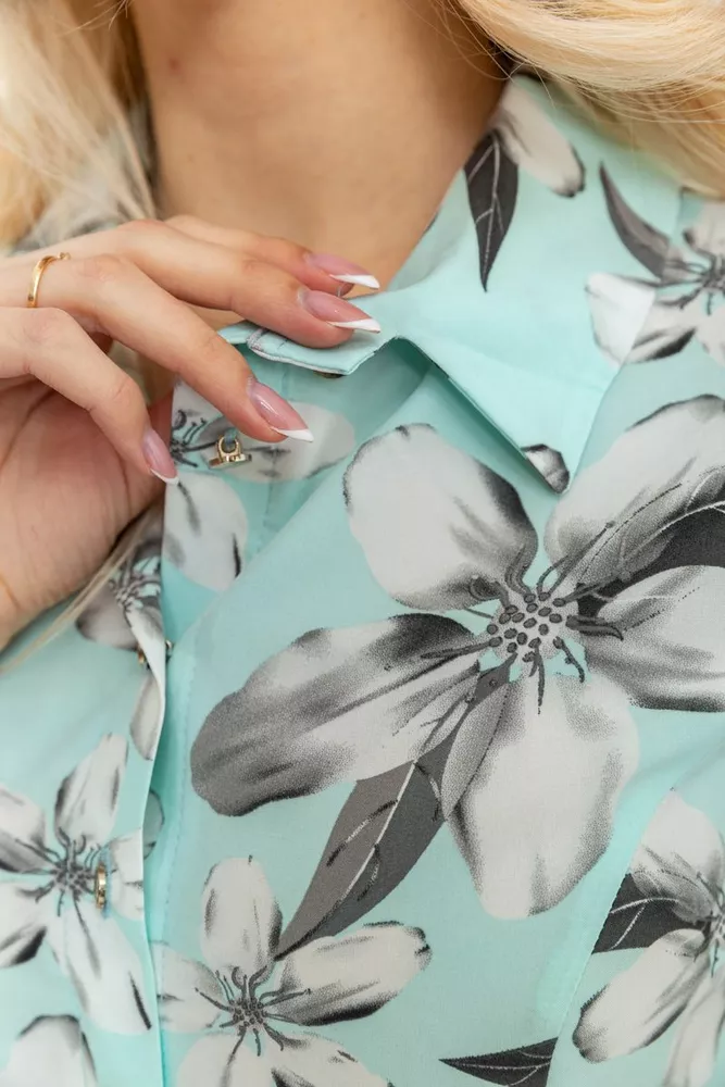 Купити Сукня софт із квітковим принтом, колір синьо-м'ятний, 230R79-3 оптом - Фото №5