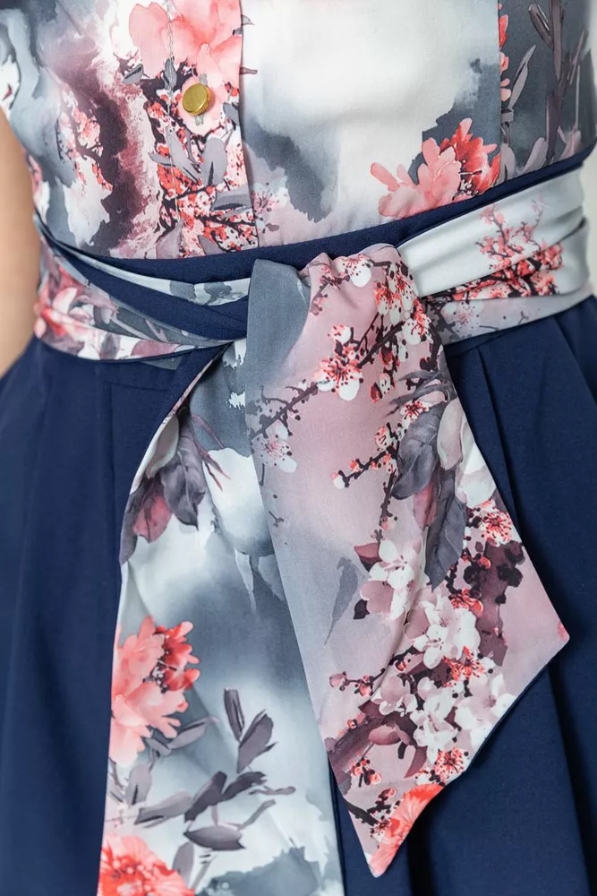 Купити Сукня софт із квітковим принтом, колір рожево-синій, 230R79-3 оптом - Фото №5