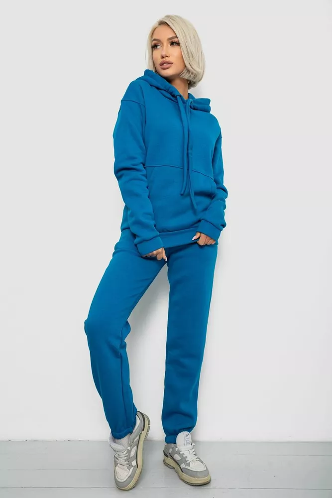 Купить Спортивный костюм женский на флисе, цвет бирюзовый, 247R2039 - Фото №1