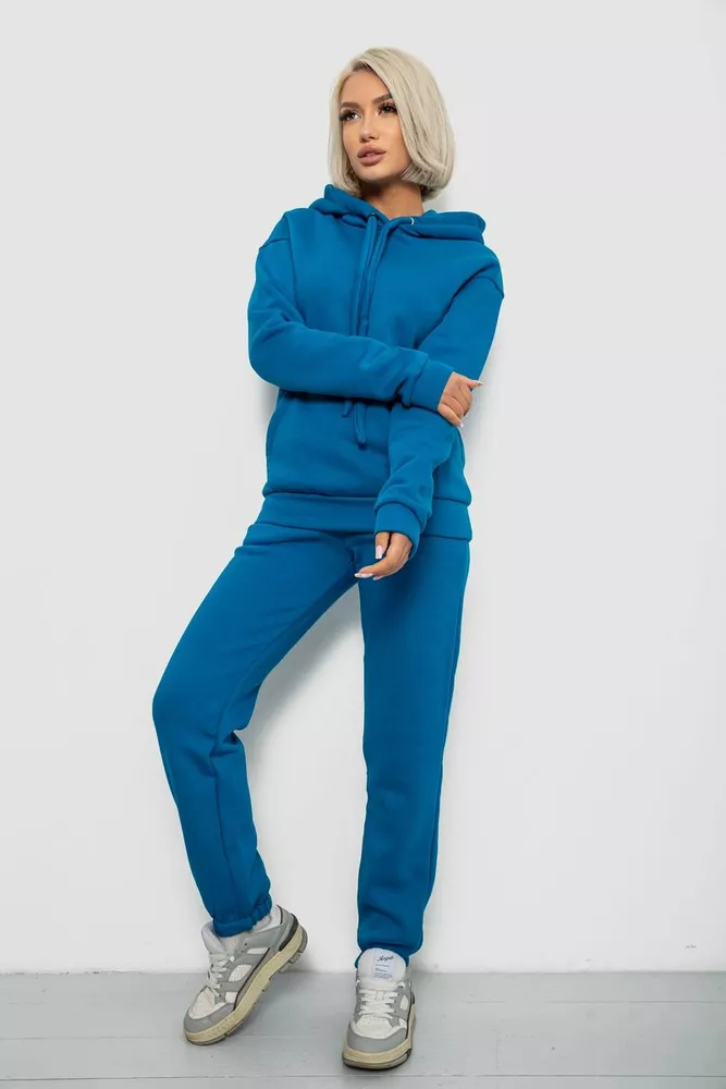 Купить Спортивный костюм женский на флисе, цвет бирюзовый, 247R2039 - Фото №3