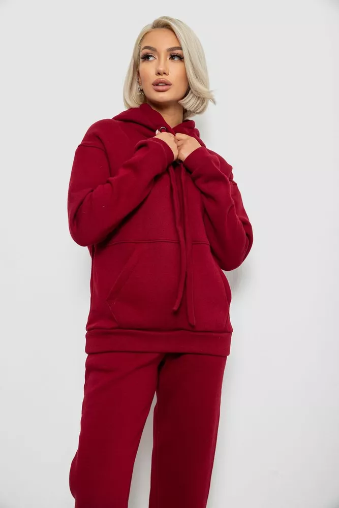 Купить Спортивный костюм женский на флисе, цвет бордовый, 247R2039 - Фото №2