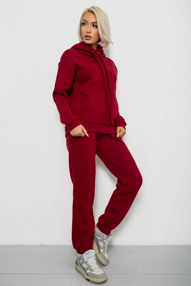 Купить Спортивный костюм женский на флисе, цвет бордовый, 247R2039 - Фото №3