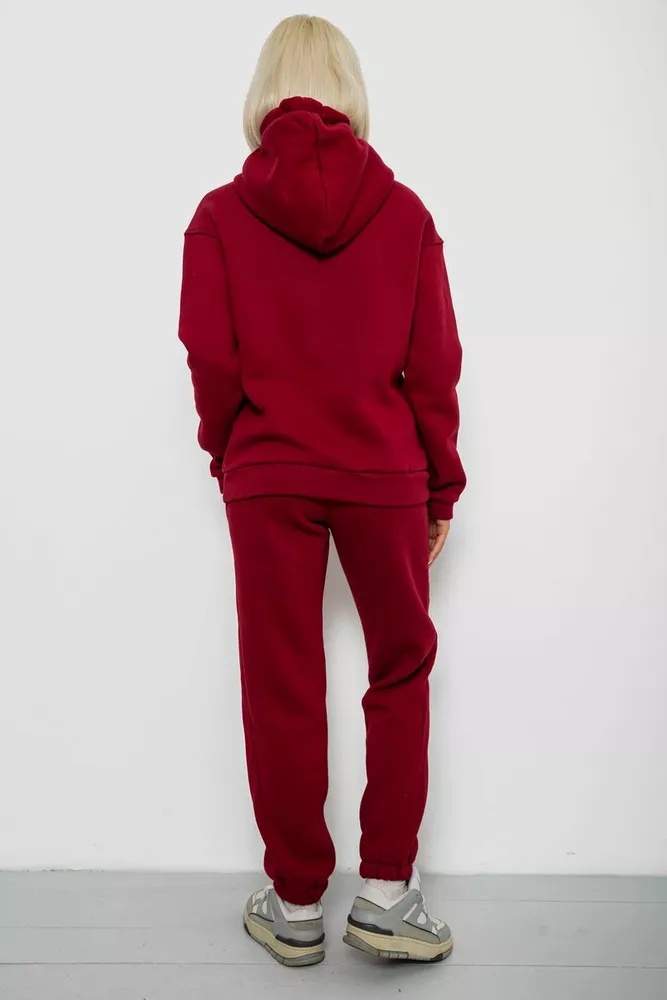 Купить Спортивный костюм женский на флисе, цвет бордовый, 247R2039 - Фото №4