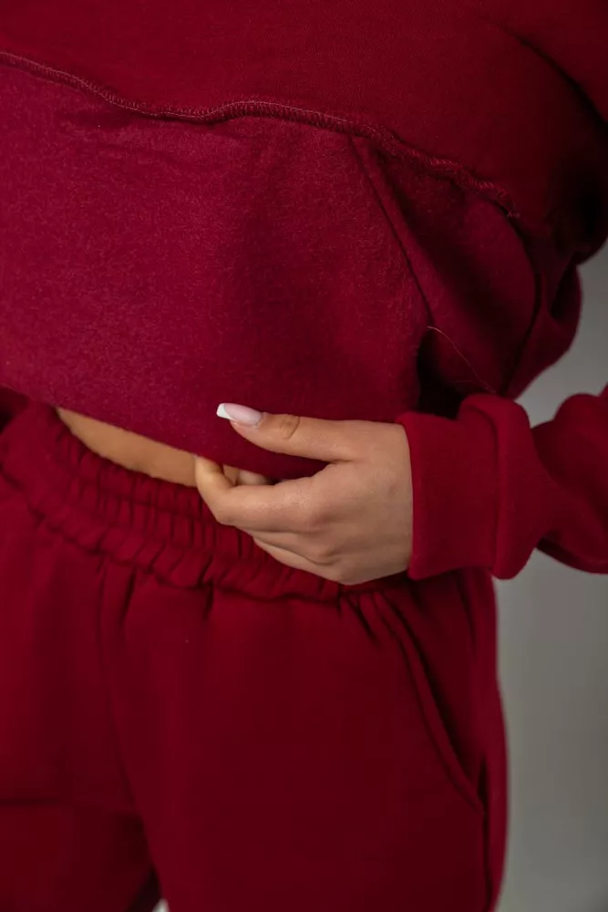 Купить Спортивный костюм женский на флисе, цвет бордовый, 247R2039 - Фото №6