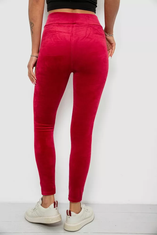 Купить Лосины женские велюровые однотонные, цвет бордовый, 214R263 - Фото №4