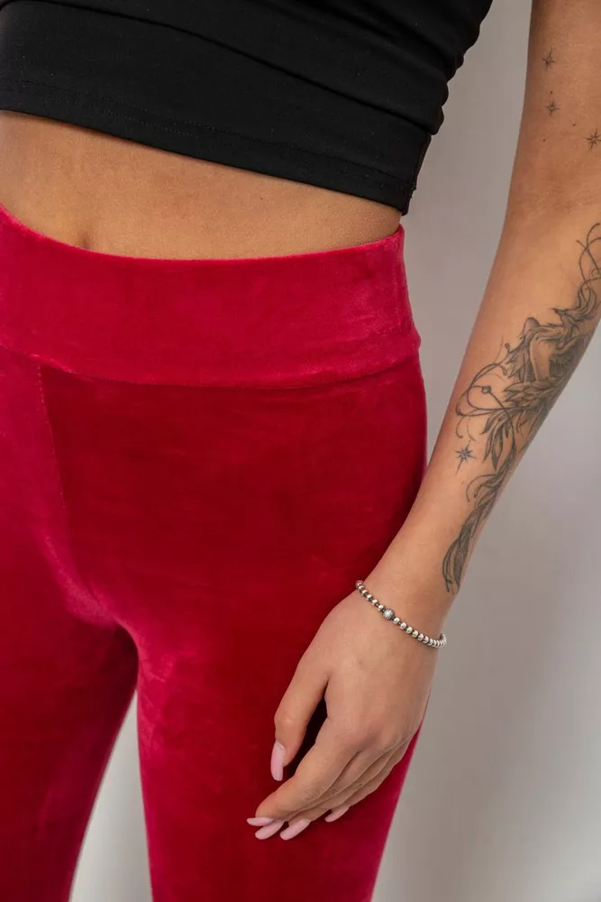 Купить Лосины женские велюровые однотонные, цвет бордовый, 214R263 - Фото №5