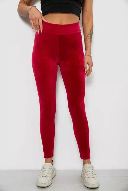Лосины женские велюровые однотонные, цвет бордовый, 214R263
