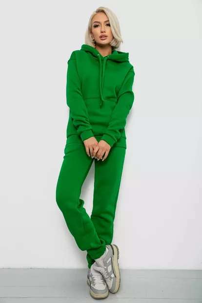 Спортивный костюм женский на флисе, цвет зеленый, 247R2039