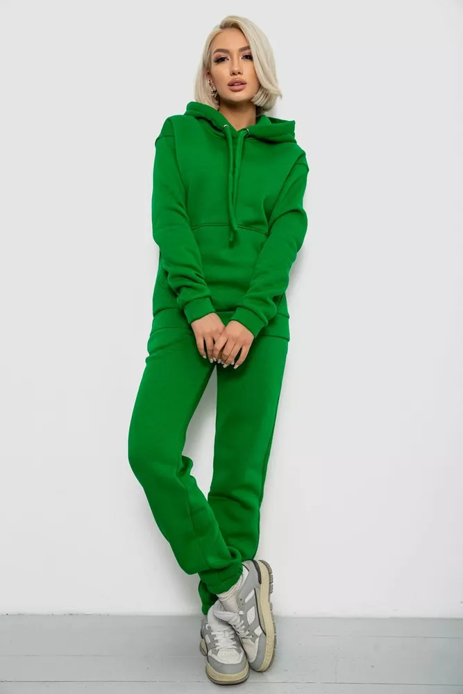 Купить Спортивный костюм женский на флисе, цвет зеленый, 247R2039 - Фото №1