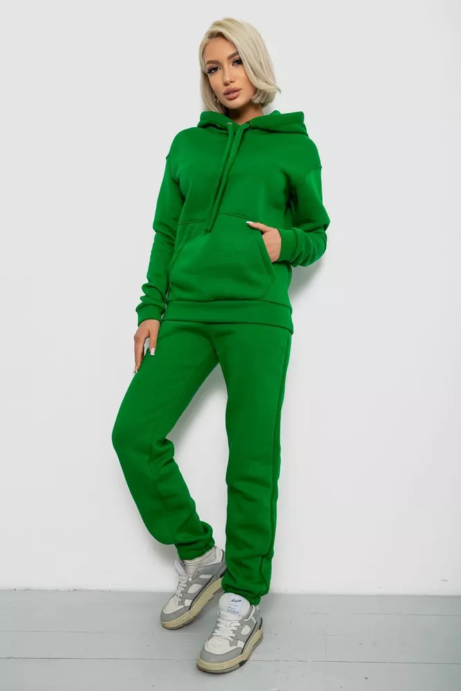 Купить Спортивный костюм женский на флисе, цвет зеленый, 247R2039 - Фото №3