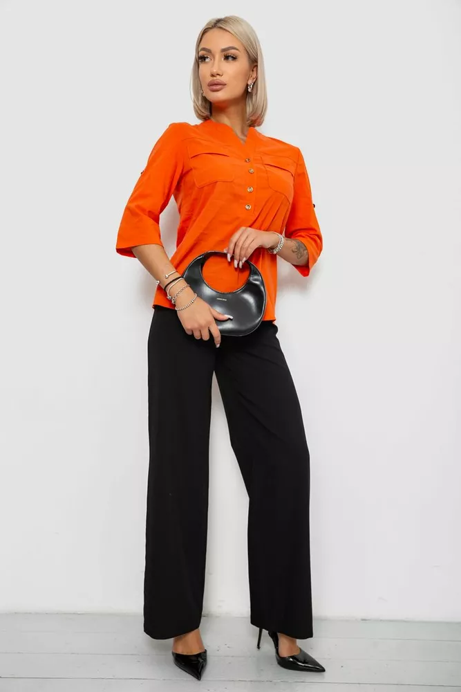 Купити Блуза однотонна, колір помаранчевий, 230R97-2 оптом - Фото №2