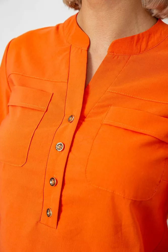 Купити Блуза однотонна, колір помаранчевий, 230R97-2 оптом - Фото №5