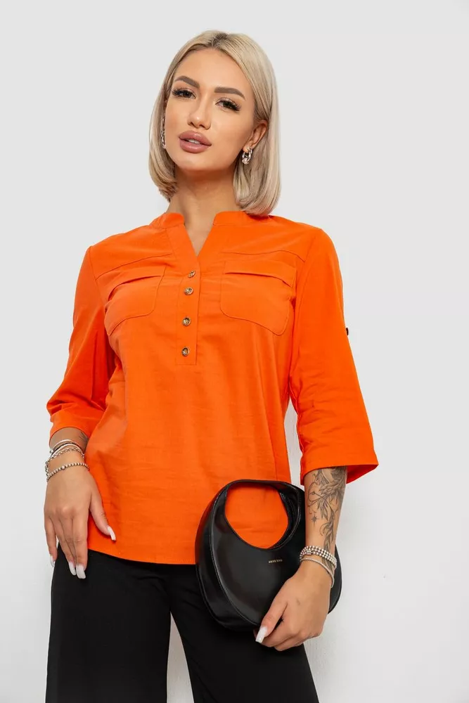 Купити Блуза однотонна, колір помаранчевий, 230R97-2 оптом - Фото №1