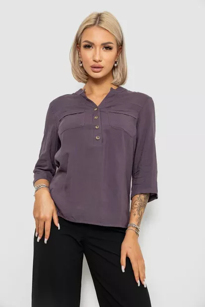 Блуза однотонна, колір сірий, 230R97-2