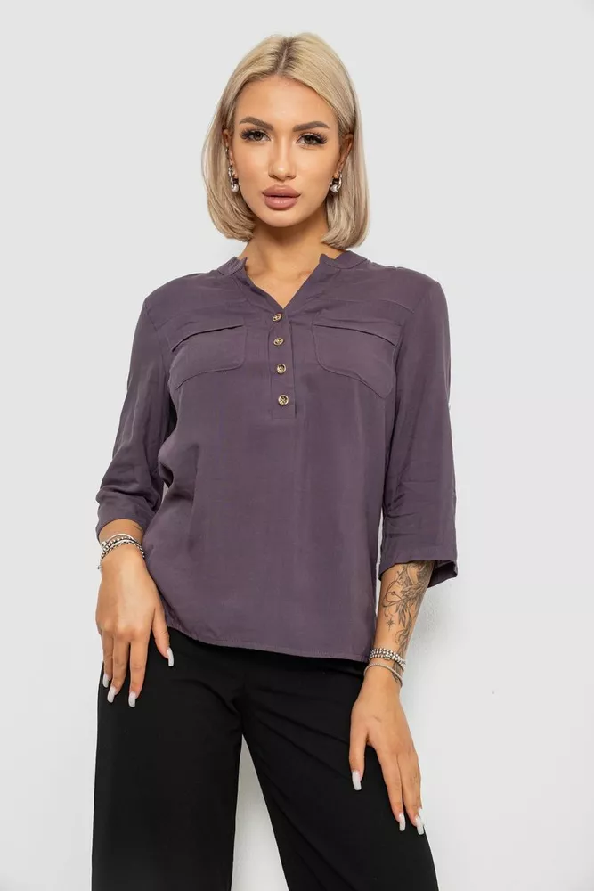 Купити Блуза однотонна, колір сірий, 230R97-2 оптом - Фото №1