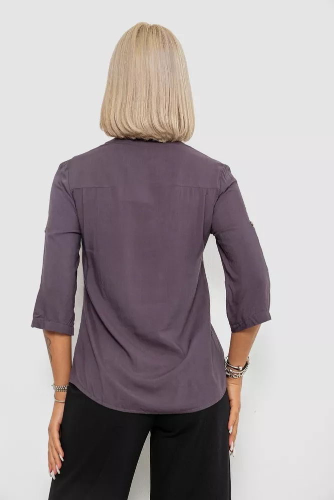 Купити Блуза однотонна, колір сірий, 230R97-2 оптом - Фото №4