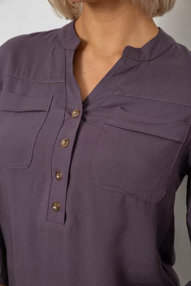 Купити Блуза однотонна, колір сірий, 230R97-2 оптом - Фото №5